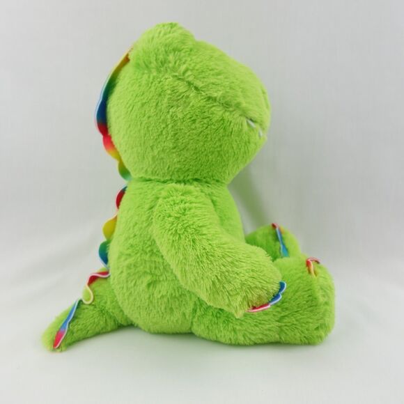 Build A Bear Cubscription Dinosaur 10" Stuffed Animal Plush Green Rainbow Trim - Picture 6 of 14